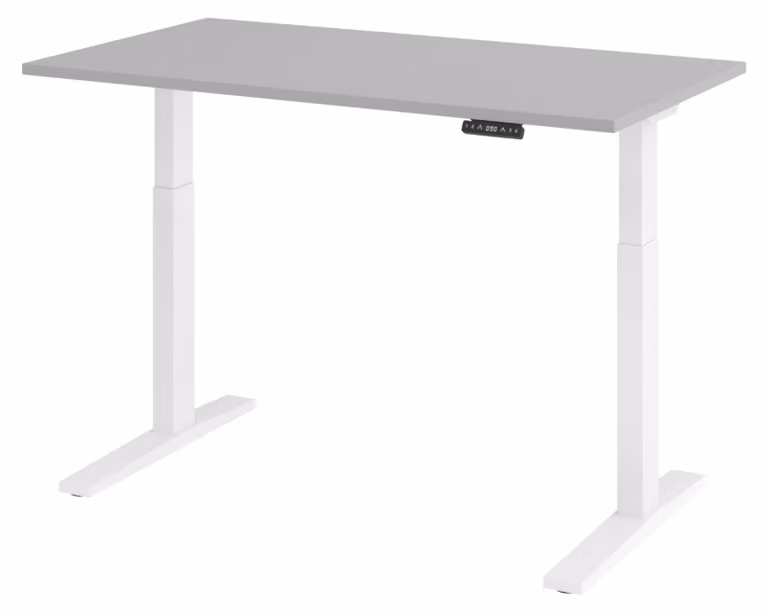 Scrivania elettrica bümö XMKA - Finitura: Grigio, Struttura: Bianco, Dimensioni: 140 x 80 cm