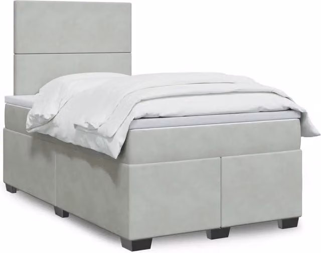 Letto Ibrido vidaXL in Velluto Grigio e Bianco con Illuminazione Sotto il Letto e Porta USB L/P: 120 x 200 cm