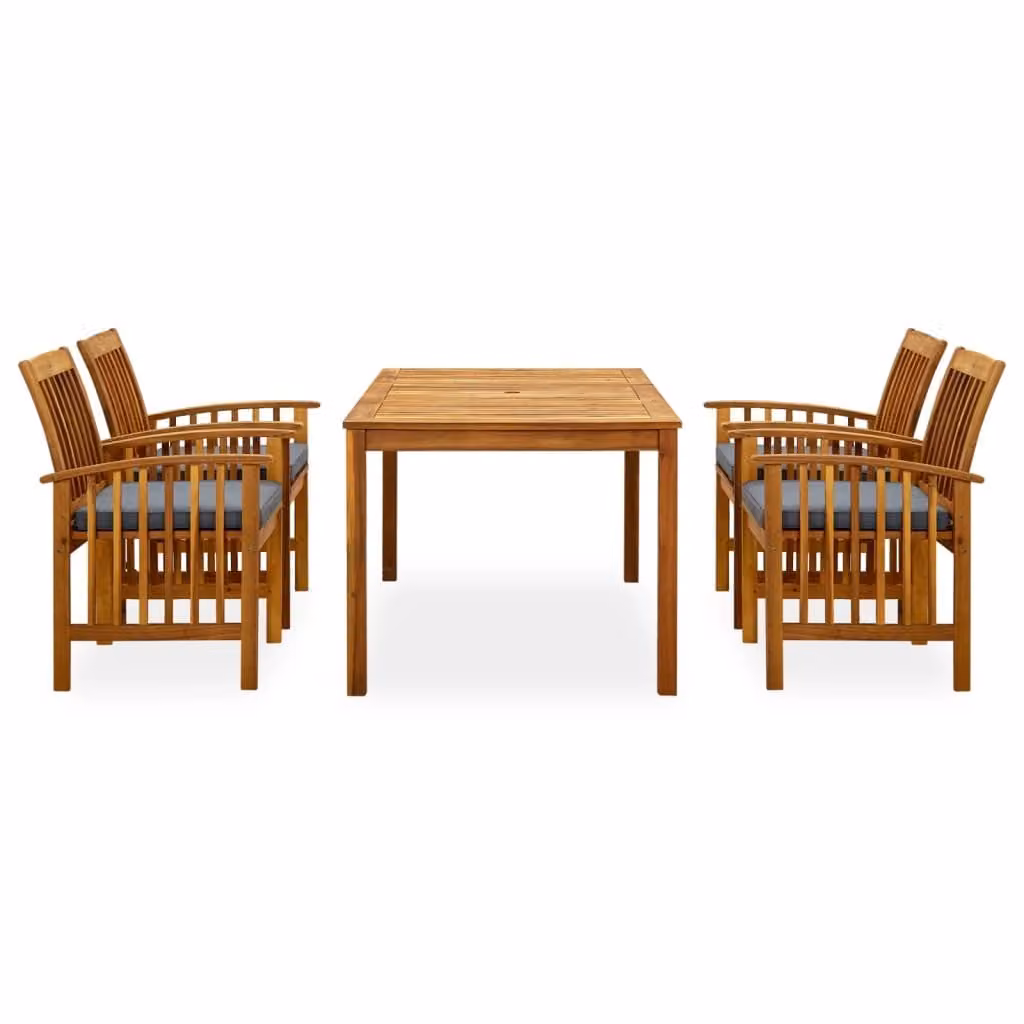 Set da Pranzo da Giardino 5 pz con Cuscini Massello di Acacia