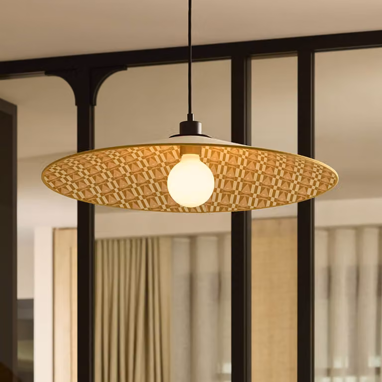 MARKET SET Lampada a sospensione Gatsby, dimmerabile, Crema / Ambra, Soggiorno / Sala da pranzo, Tessuto / Stoffa / Seta, Design, Lampada a sospensione