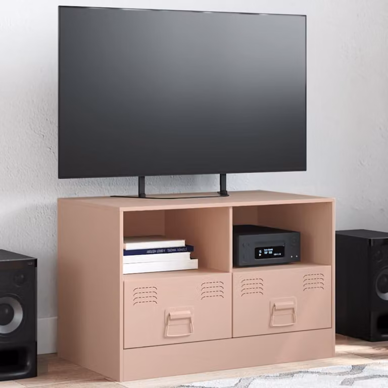 Mobile TV vidaXL in acciaio rosso con scomparti multimediali L: 67 cm, P: 39 cm, H: 44 cm