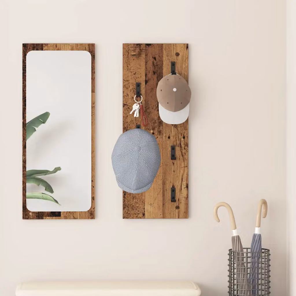 Appendiabiti a muro vidaXL in legno vecchio marrone L 80 x H 30 x P 1,5 cm