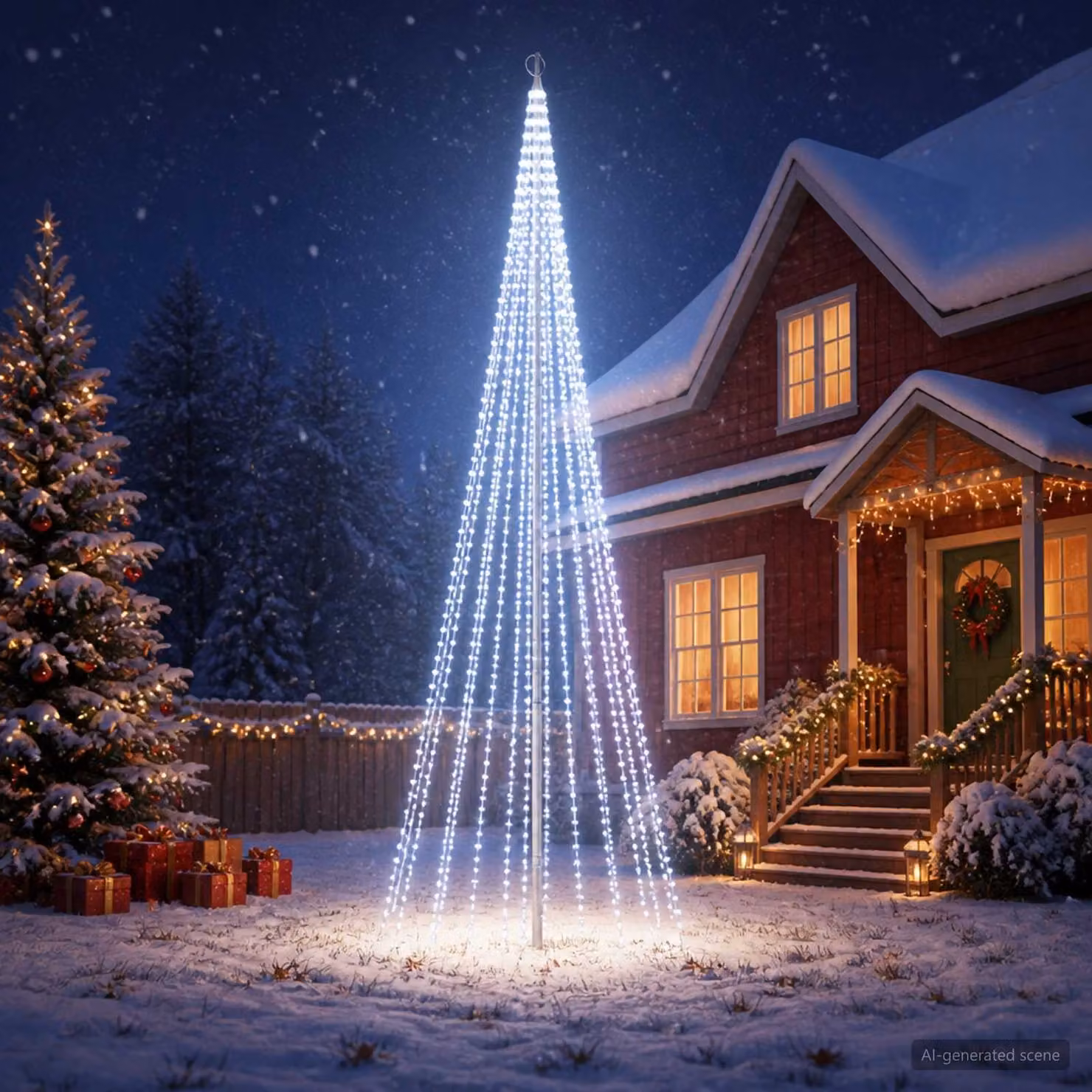 vidaXL Luci per albero di Natale con picchetti e asta per bandiera