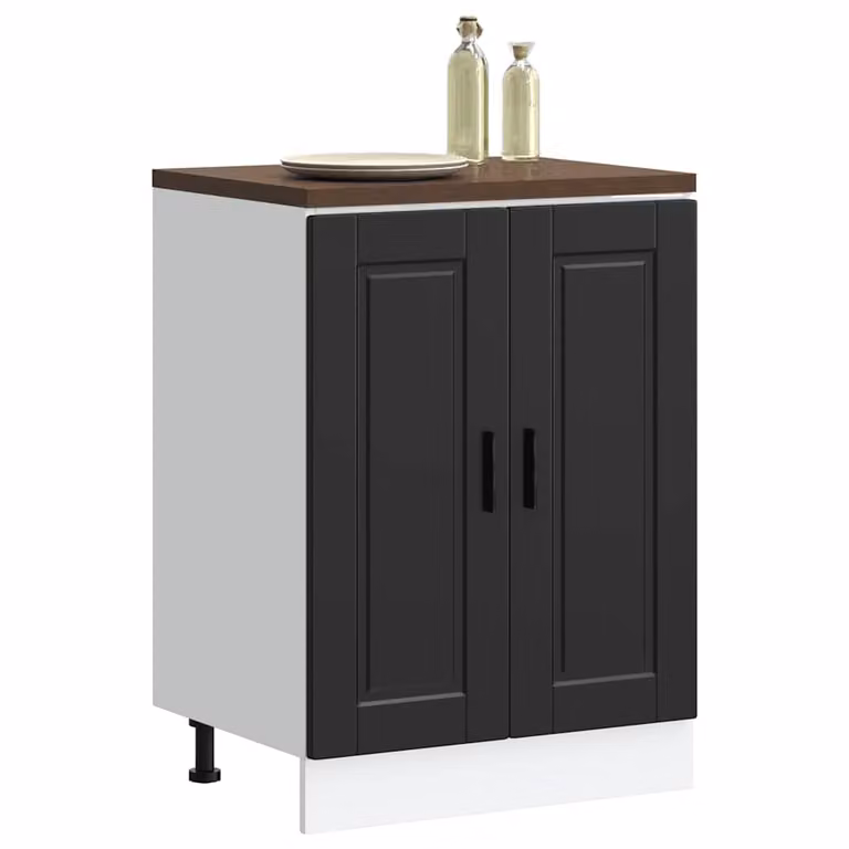 Base da cucina moderna vidaXL in legno e MDF nero con ante a battente L: 60 cm, P: 46 cm, H: 81,5 cm