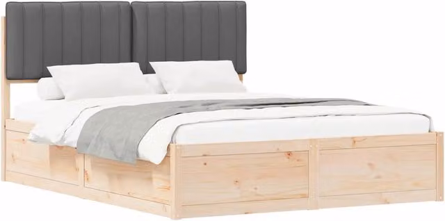 Letto matrimoniale | Letto per adulti | Letto con Testiera Rivestita Grigio scuro 160 x 200 cm