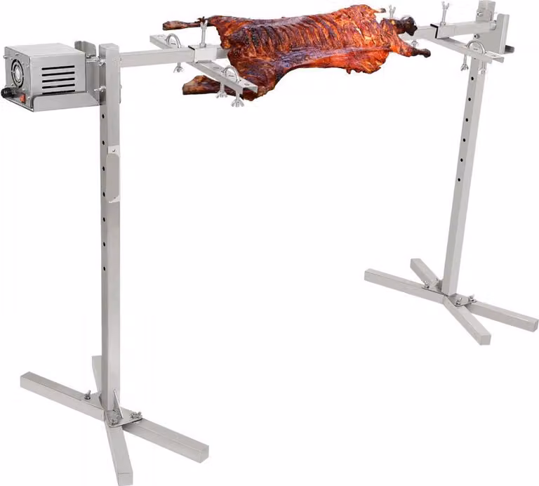 Griglia per maialini da latte - Griglia per agnello - 117 cm - 41 kg - Acciaio inossidabile - Griglia rotante - 42W
