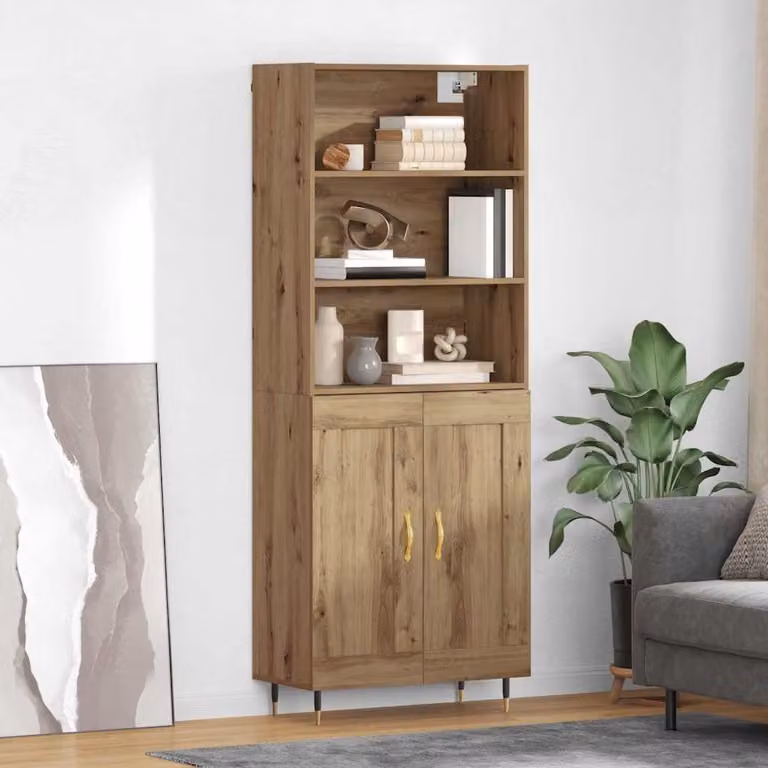 Credenza moderna vidaXL in rovere marrone con ante a battente e ripiani interni L: 69,5 cm, P: 34 cm, H: 180 cm
