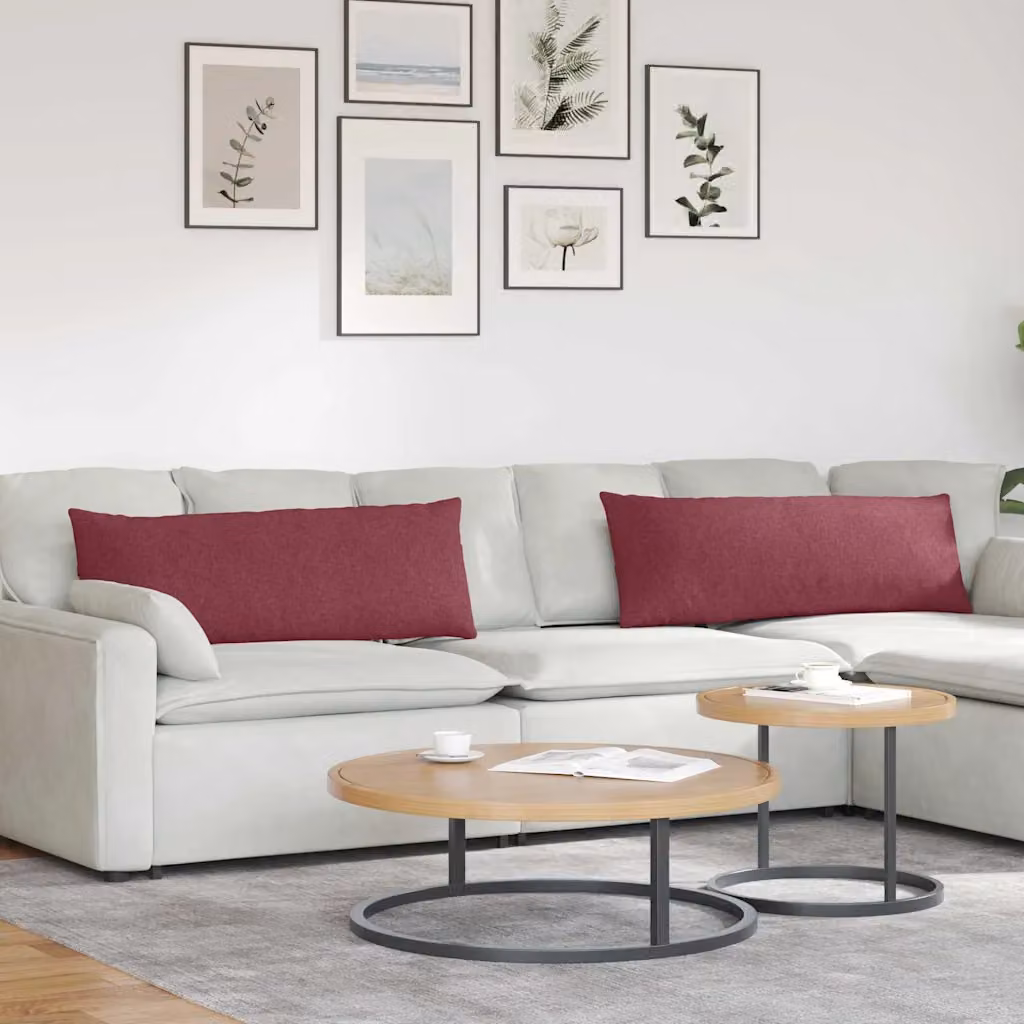 Set di 2 cuscini da divano vidaXL in tessuto rosso, forma rettangolare, L 120 cm x P 40 cm x H 40 cm