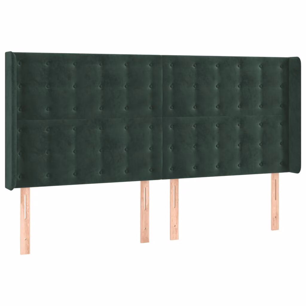 Testiera ad Orecchio Verde Scuro 183x16x118/128 cm in Velluto