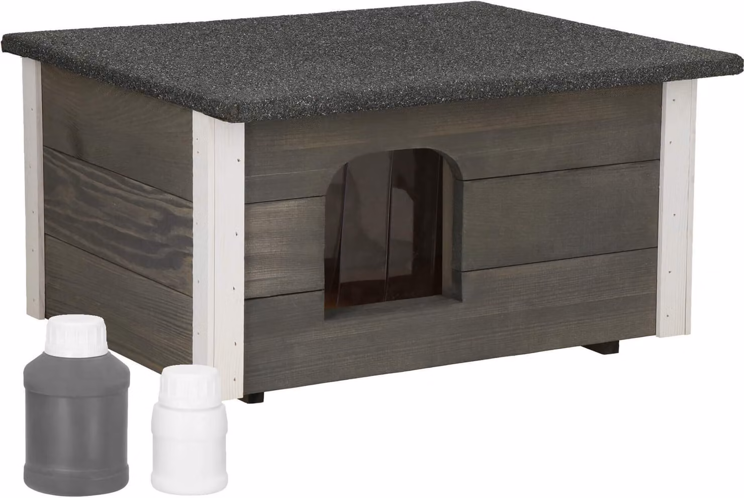 Springos® Casetta per cani in legno 54x39x30 cm Casetta per cani resistente alle intemperie Cuccia per cani Grotta per gatti - grigio