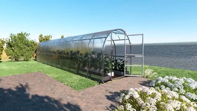 Serra da giardino KLASIKA SLIM in policarbonato trasparente e acciaio zincato, L/P/H: 10 x 2 x 2 m