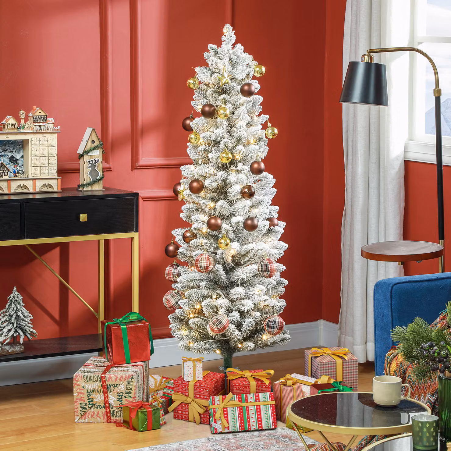 Albero di Natale innevato HOMCOM con 263 rami e luci LED bianche calde, Verde, Ø 45 x H 150 cm – 2