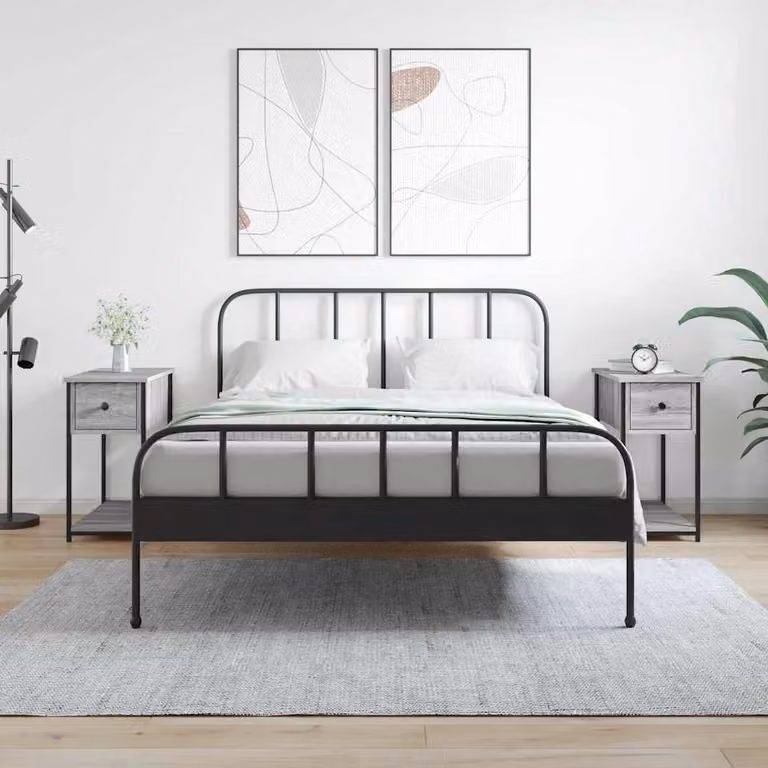Set di 2 comodini vidaXL in legno multistrato e MDF, colore Grigio Sonoma, L 30 cm x P 60 cm x H 60 cm