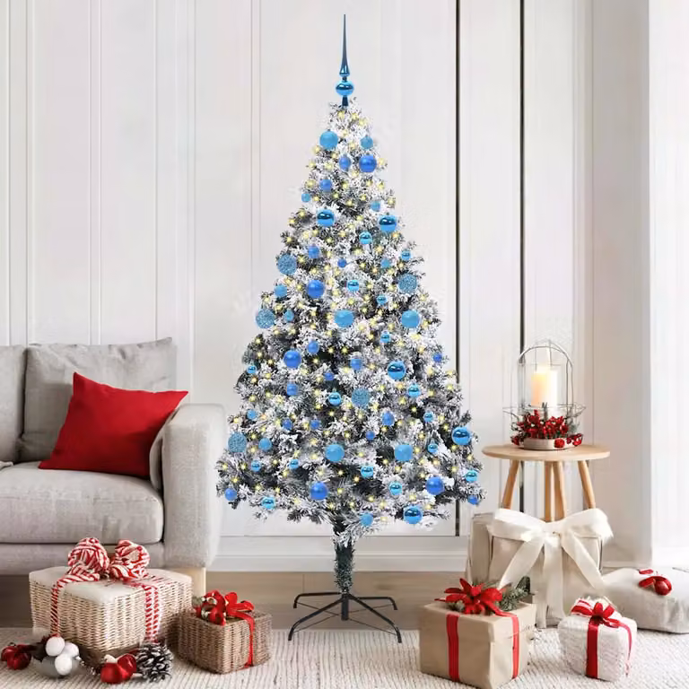 Albero di Natale artificiale vidaXL bianco con luci LED calde, altezza: 180 cm