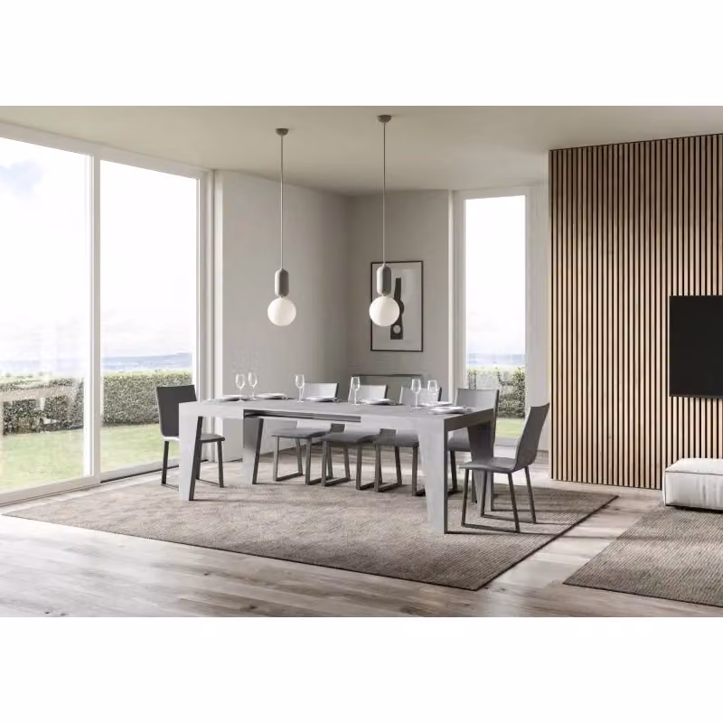 Tavolo allungabile moderno ITAMOBY Naxy in finitura cemento grigio, L: 140-400 cm, P: 90 cm – 2