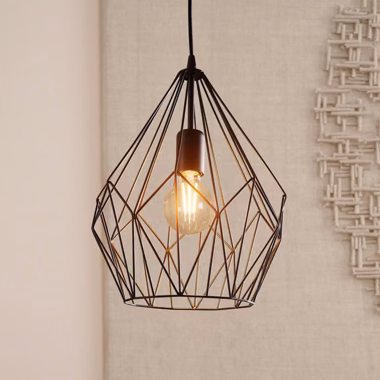 EGLO Lampada a sospensione Carlton, dimmerabile, Nero, Soggiorno / Sala da pranzo, Metallo, Vintage, Lampada a sospensione