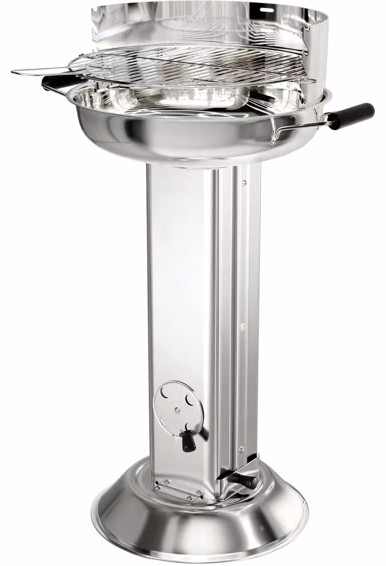 Griglia per barbecue a carbone, con griglia regolabile in altezza, design portatile, colore argento