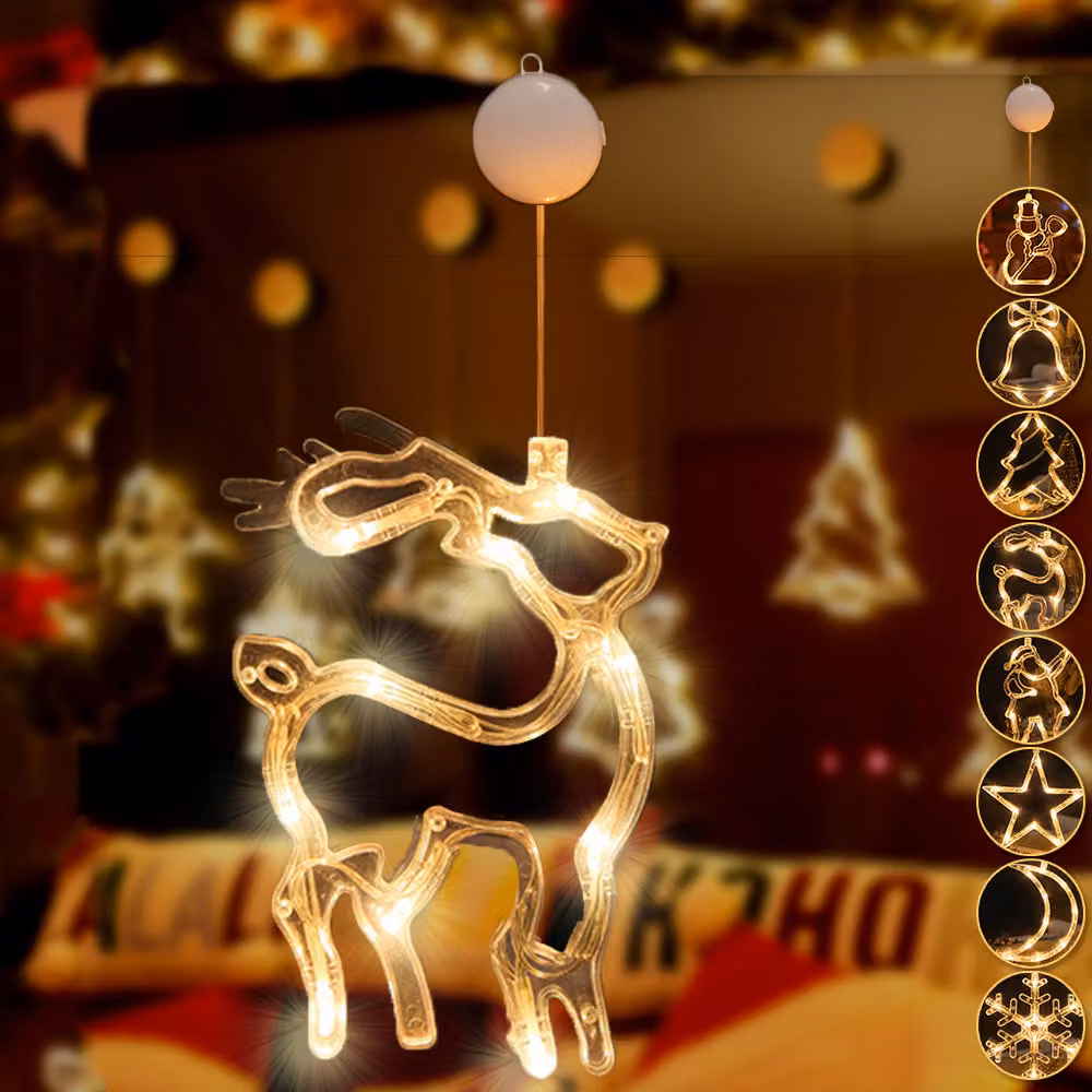 Luci di Natale a LED Luci di Natale, LED finestra fata luci a batteria appeso, bianco caldo decorazione di Natale per la decorazione di Natale festa balcone