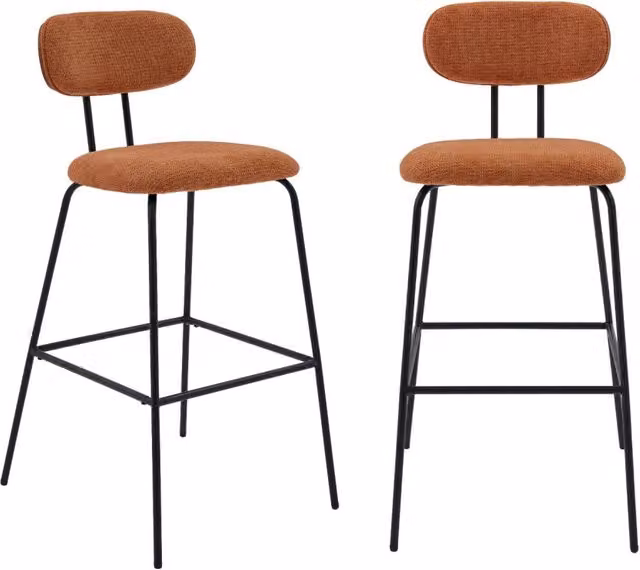 Set di 2 sgabelli da bar Sweeek in legno curvato tinto noce e tessuto bianco con finitura opaca – 1