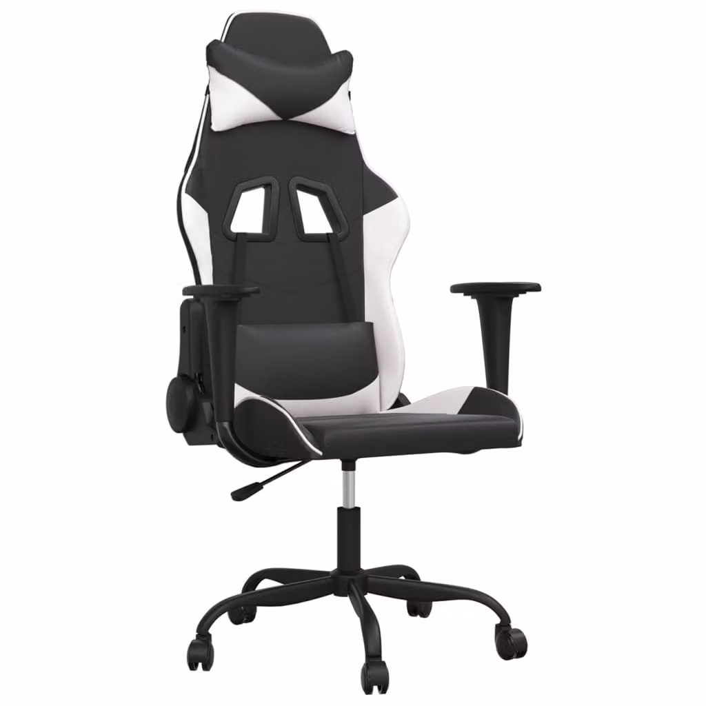 Sedia da Gaming Nero e Bianco in Pelle finta