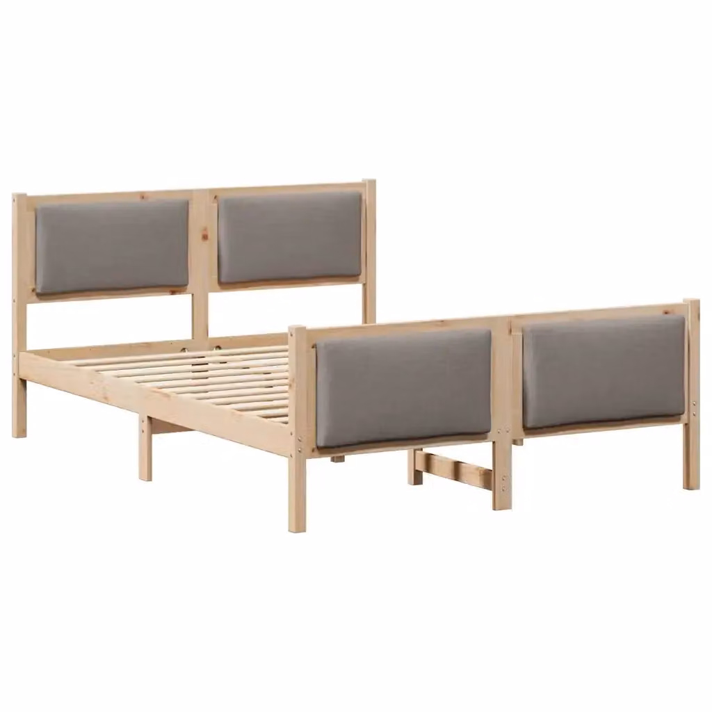 Struttura letto con testiera Talpa vidaXL in tessuto e legno di pino, L/P/H: 140 x 190 x 85,5 cm, disponibile in beige o grigio – 2