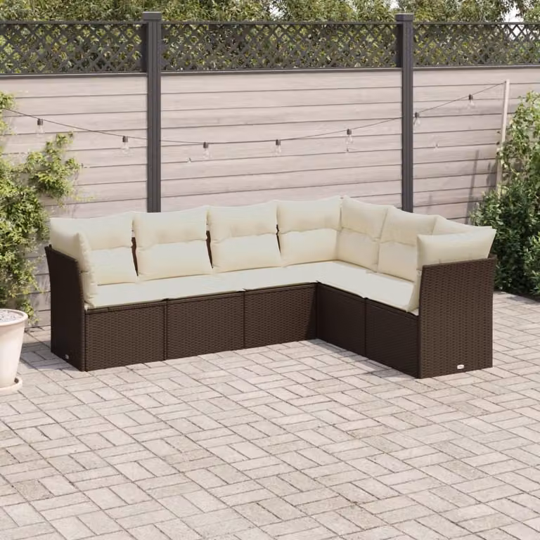 Maison Exclusive - Set Divani da Giardino 6 pz con Cuscini Marrone in Polyrattan
