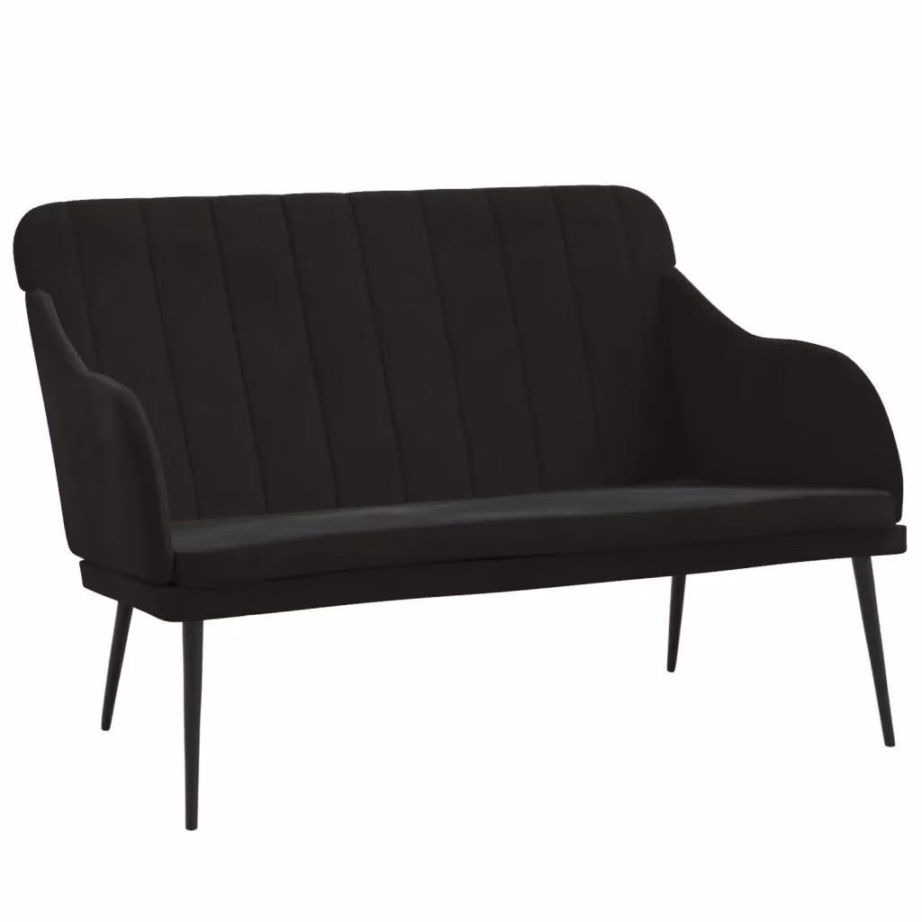 Panca moderna vidaXL in velluto nero L: 110 cm, P: 40 cm, H: 76 cm – 2