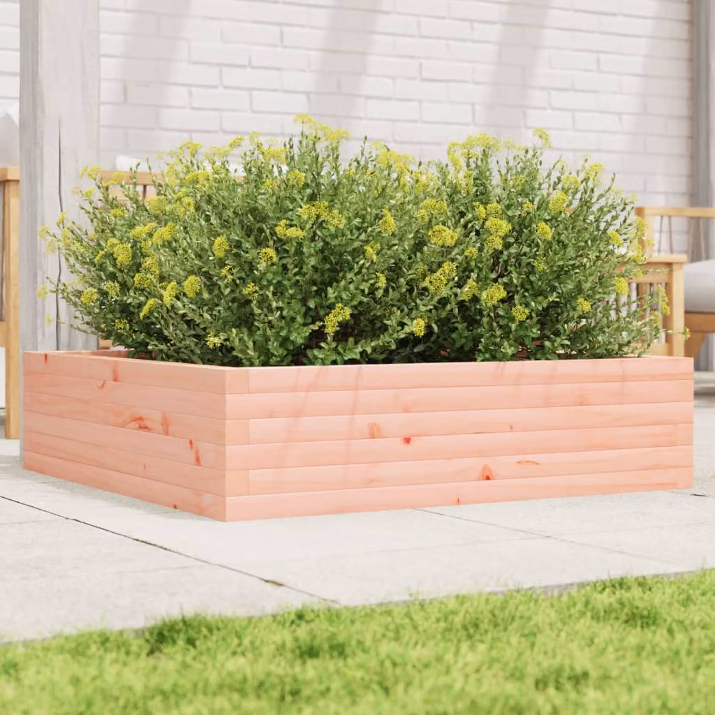 Fioriera da giardino vidaXL in legno massello di Douglas, colore marrone, L 90 cm x P 90 cm x H 23 cm
