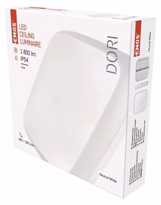 EMOS Apparecchio LED DORI 28 x 28 cm, 18 W, bianco neutro, IP54, ZM4313
