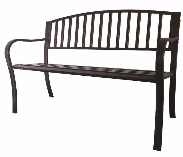 Panchina da giardino 125x53x82cm in acciaio nero