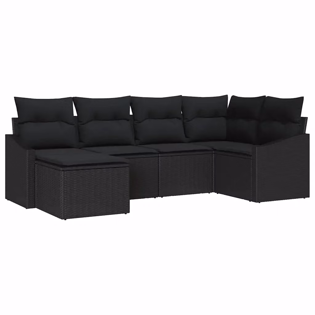 Set da pranzo per giardino e terrazza vidaXL in rattan e metallo nero opaco, 6 pezzi – 2