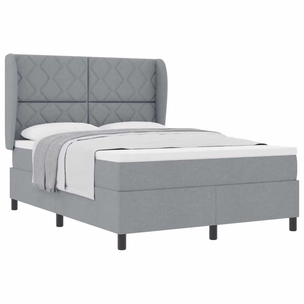 Letto a molle moderno vidaXL con testiera in tessuto grigio, L 140 x P 190 cm – 2
