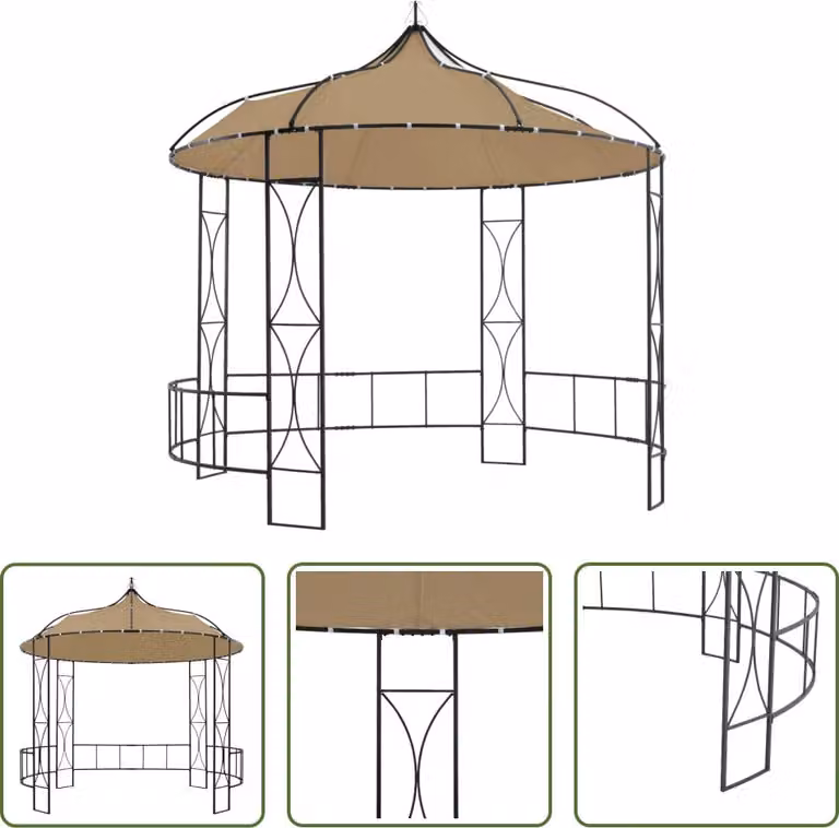 The Living Store Gazebo 300x290 cm Taupe Rotondo