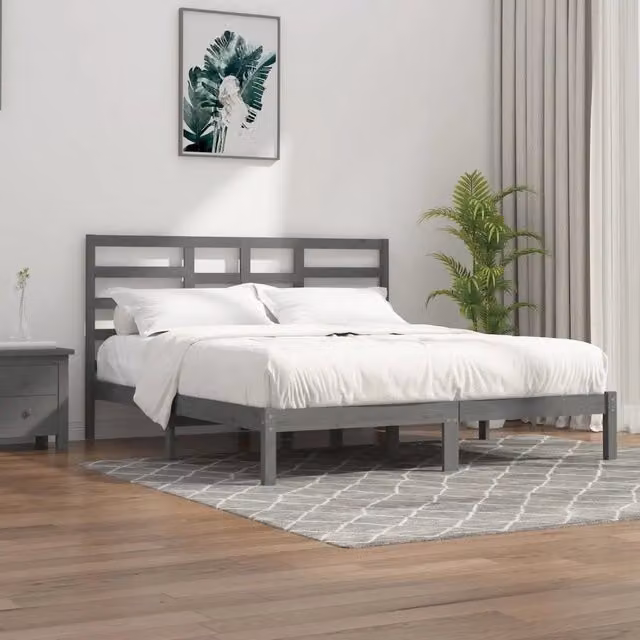 Letto Giroletto MercatoXL in Legno di Pino Grigio L 200 x P 200 cm