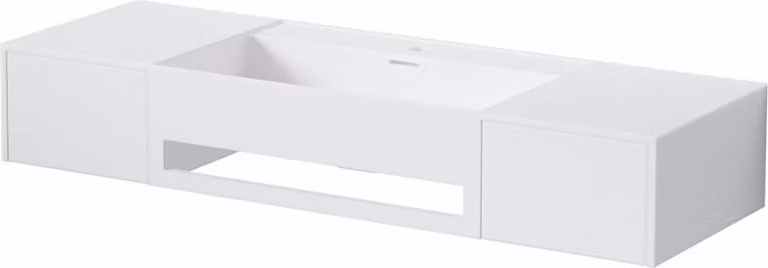 Steinberg Série 443 lavabo mural, 2 tiroirs, avec porte-serviettes, 1200x400x200mm, 1 trou pour robinet, avec trop-plein, SOLIDSurface, 4437230W, 4437230W