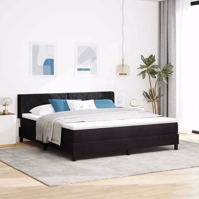 Letto Ibrido con Testiera in Velluto Nero vidaXL L/P: 180 x 200 cm – 1