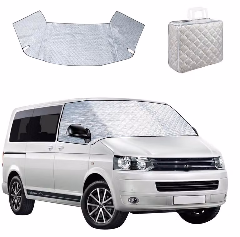 Copertura termica per parabrezza, compatibile con VW T5 dal 2003 al 2015, colore argento