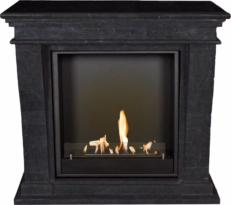 Caminetto a etanolo Xaralyn - Kreta-Mini BIU-SBU - pietra naturale nera - riscaldamento a 3 kW - caminetto da incasso incluso - caminetto decorativo