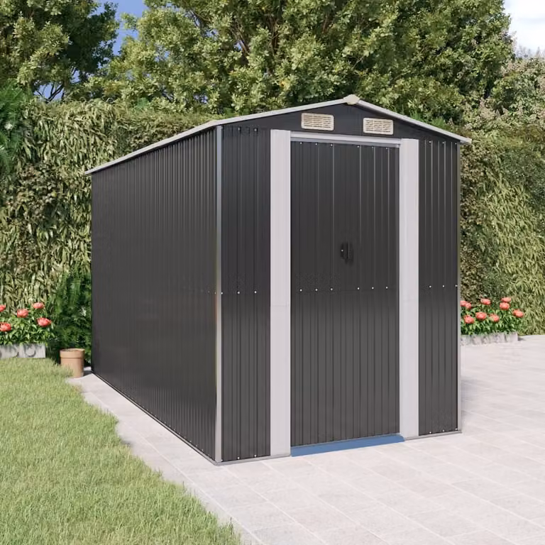 Capanno da Giardino vidaXL in Acciaio Zincato Antracite L/P/H: 357 x 192 x 223 cm