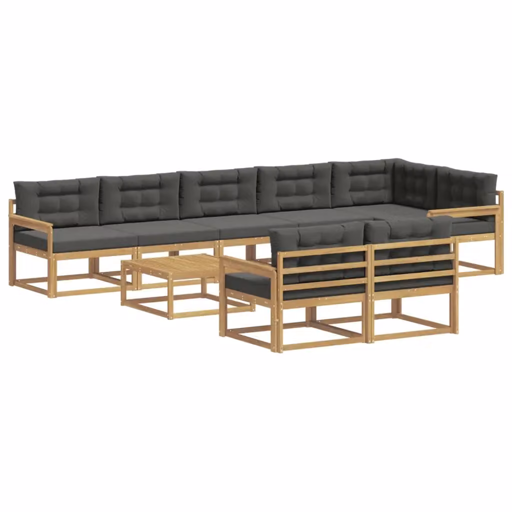 Set di divani da esterno a forma di U vidaXL in legno di acacia con cuscini, colore bianco e antracite – 2