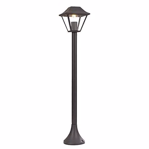 Lampione LED con Portalampada a Lanterna in Vetro E27 Colore Nero Opaco h: 95cm IP44
