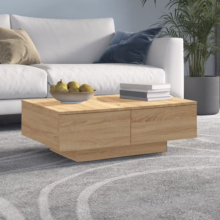 The Living Store tavolino in rovere Sonoma 90x60x31 cm materiale a base di legno