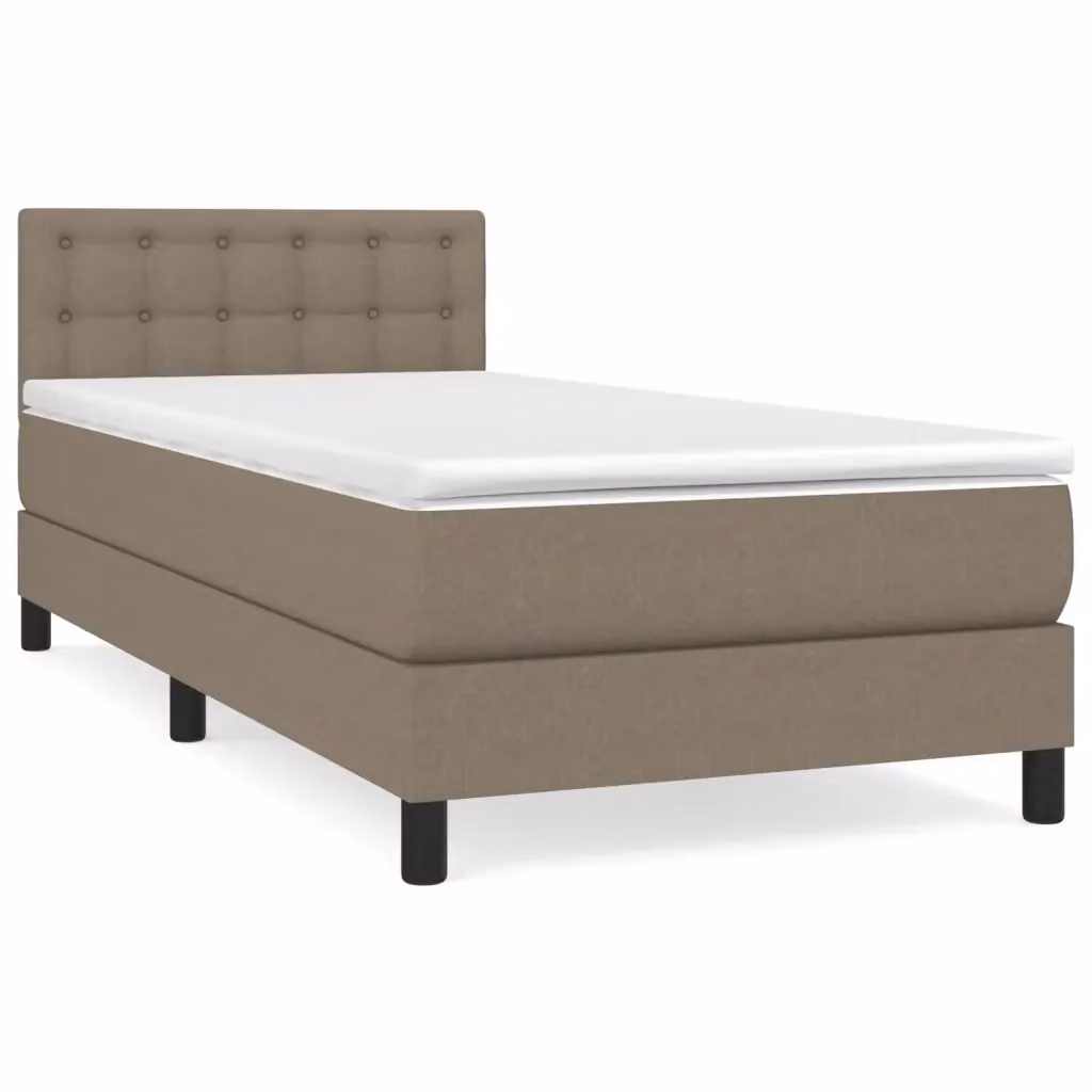 vidaXL Giroletto a Molle con Materasso Ibrido in Tessuto, Colore Tortora, L/P/H: 80 x 200 cm – 2
