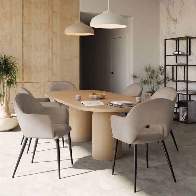 Set di 2 poltrone Sachel TecTake GmbH in velluto beige con braccioli e struttura in legno e metallo per soggiorno o sala da pranzo