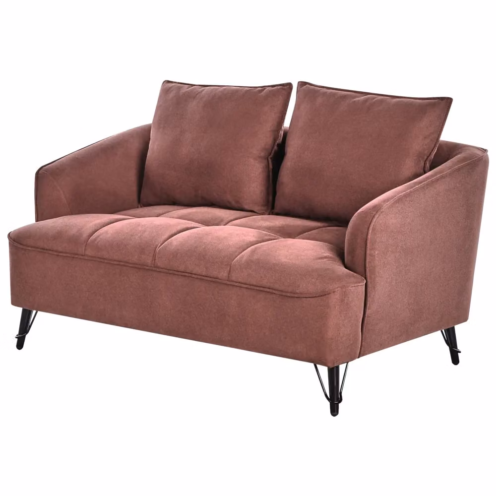 Divano Beliani a 2 posti per soggiorno in tessuto rosso con struttura in legno e metallo stile retro – 2