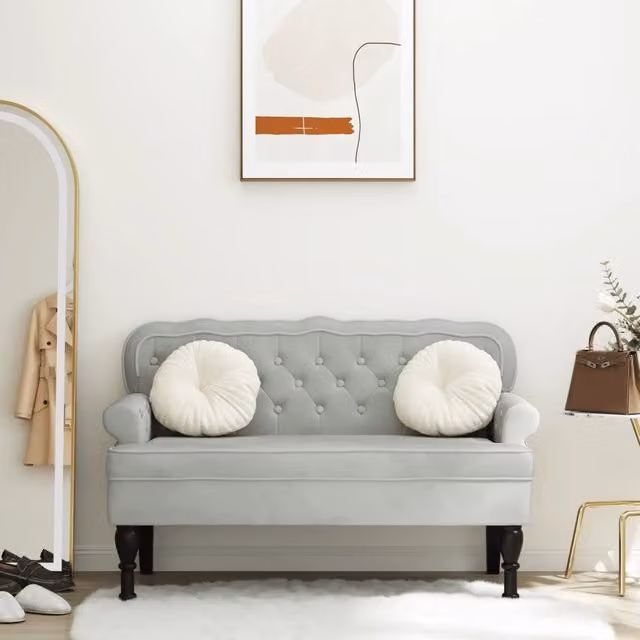 Panca con schienale vidaXL in velluto grigio L: 119,5 cm, P: 64,5 cm, H: 75 cm – 1