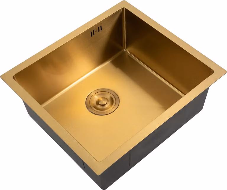 Lavello in acciaio inossidabile, stile lussuoso e leggero, design a vasca quadrata, oro