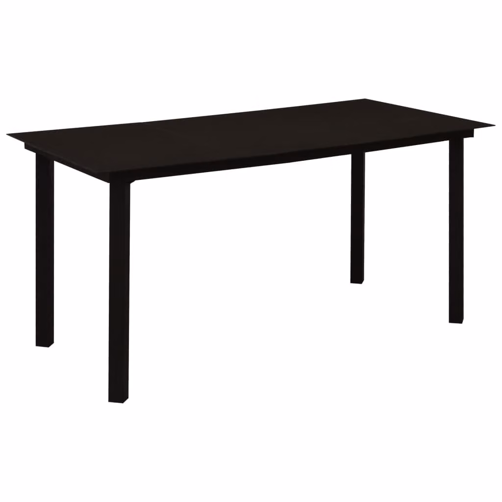 vidaXL Tavolo da pranzo da giardino nero 150x80x74 cm in acciaio e vetro