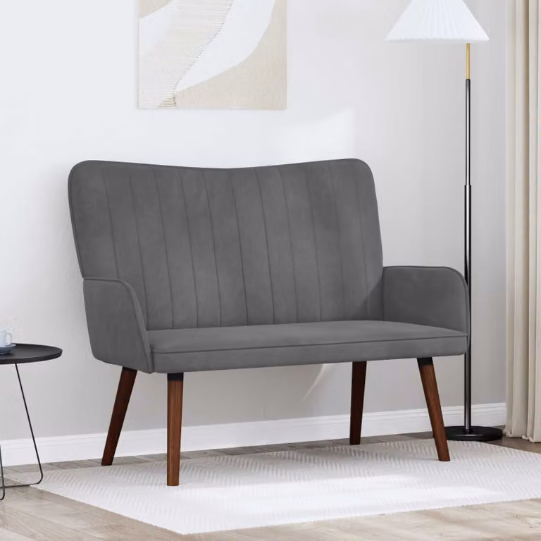 Divano a 2 posti vidaXL in velluto grigio con design moderno L: 115 cm, P: 61 cm, H: 87 cm