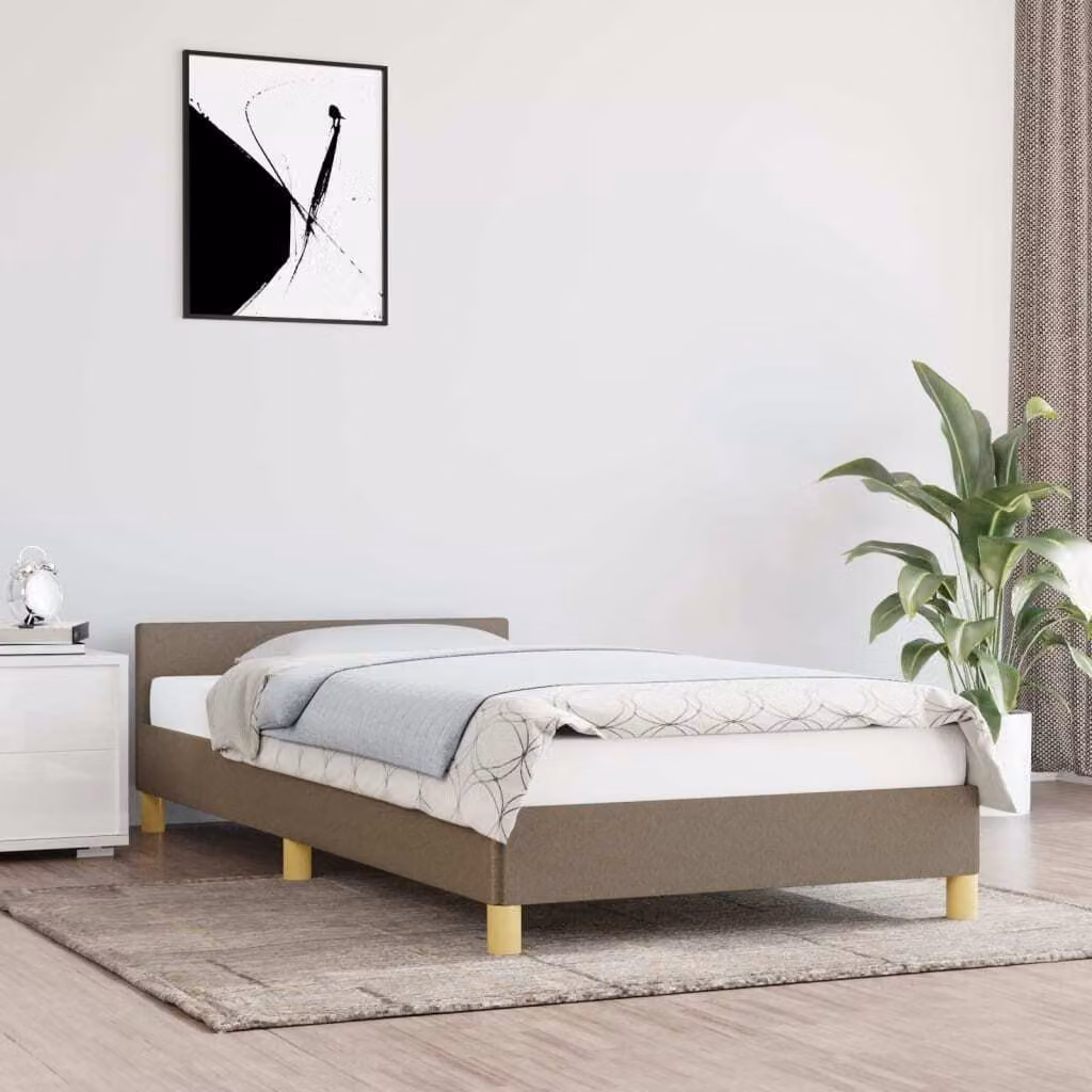 The Living Store Struttura letto con testiera in tessuto taupe 80x200 cm